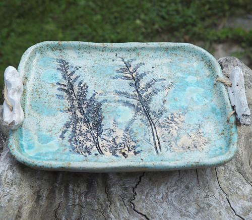 Keramický tác - rostlinky a driftwood — foto 3