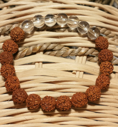 Náramek - rudraksha, křišťál — foto 3