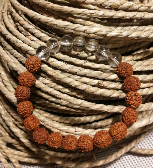 Náramek - rudraksha, křišťál — foto 2