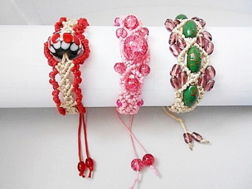 Náramek Shamballa macramé s korálky — foto 3