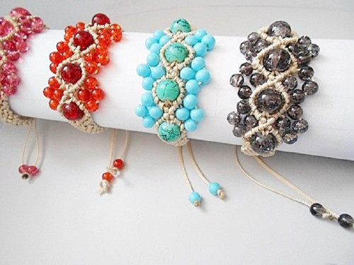 Shamballa náramek macramé s korálky — foto 3