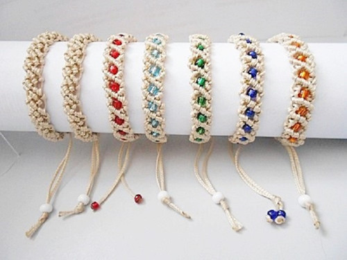 Shamballa náramek macramé s korálky — foto 5