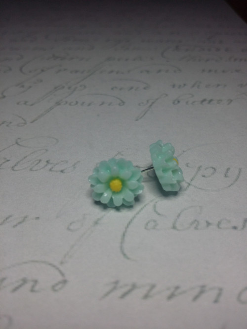 Náušnice puzety - Mint sedmikrásky — foto 2