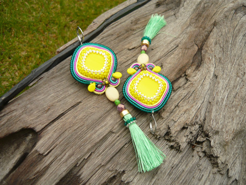 Soutache náušnice Summer Lemonade — foto 2