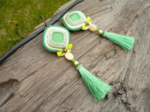 Soutache náušnice Fresh Lemonade — foto 2