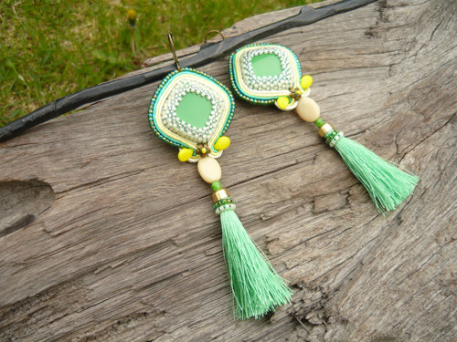 Soutache náušnice Fresh Lemonade — foto 3