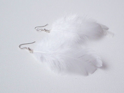 Angel's Wings - bílé peříčkové náušnice — foto 3