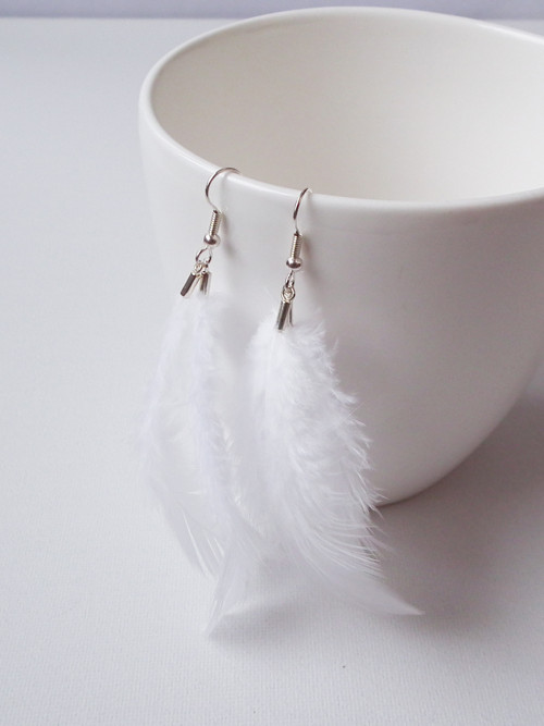 Angel's Wings - bílé peříčkové náušnice — foto 2