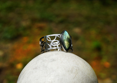 Nerezový náramek..." Silver and stone " — foto 6