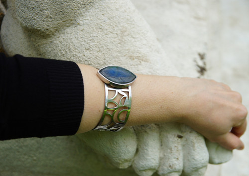 Nerezový náramek..." Silver and stone " — foto 2
