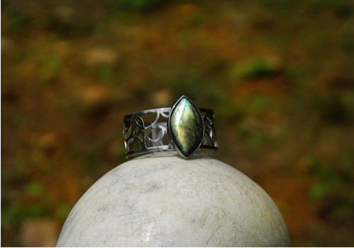 Nerezový náramek..." Silver and stone " — foto 4