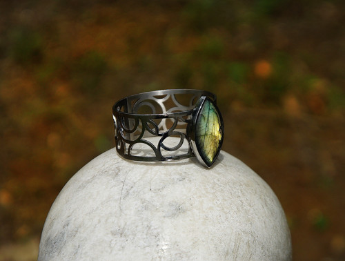 Nerezový náramek..." Silver and stone " — foto 5