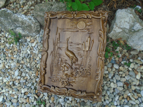 Drevorezba bocian čáp — foto 2