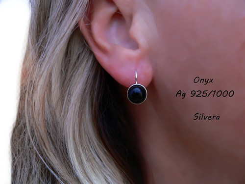Stříbrné 925 Naušnice ONYX — foto 3