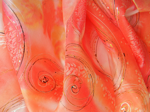 Ohnivá /hedvábná šála 45 x 180 cm/ — foto 2
