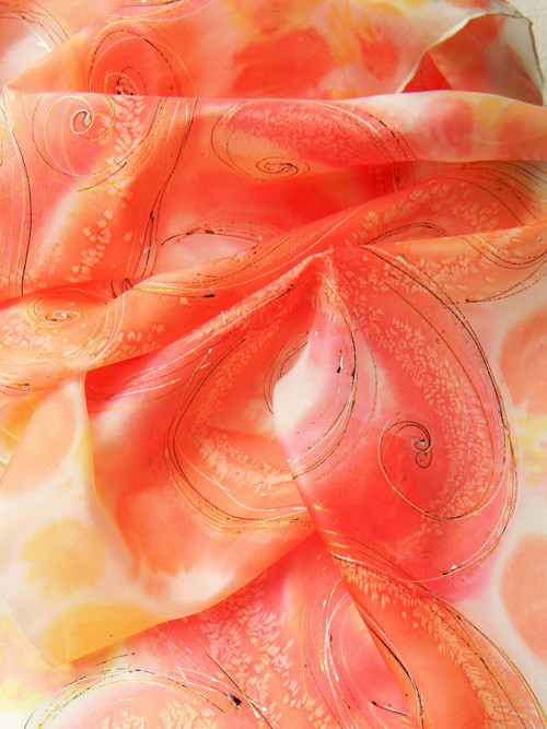 Ohnivá /hedvábná šála 45 x 180 cm/ — foto 3