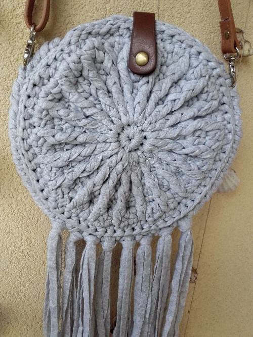 BOHO BAG TASSEL světlešedá — foto 2