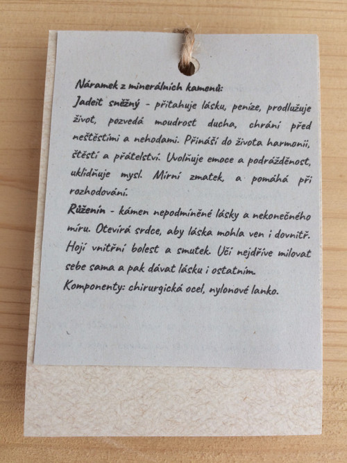 Náramek jadeit, růženín — foto 2