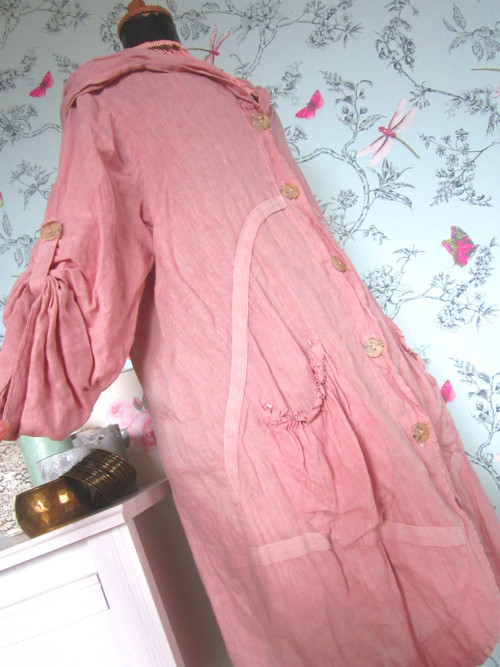 Šatotunika lněná powder pink — foto 3
