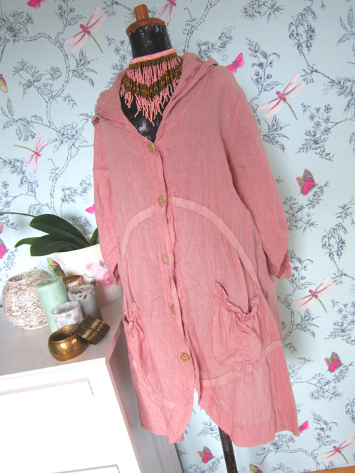 Šatotunika lněná powder pink — foto 2