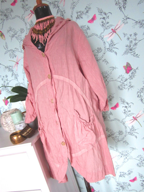 Šatotunika lněná powder pink — foto 4