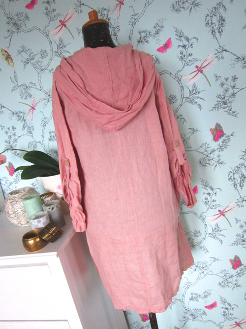 Šatotunika lněná powder pink — foto 5