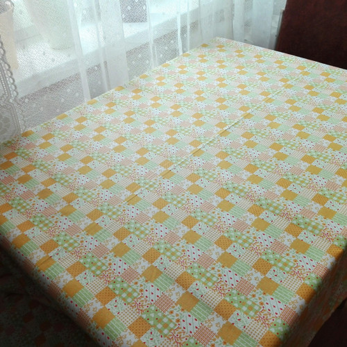 Jarní patchwork v zelené a žlutooranžové — foto 2