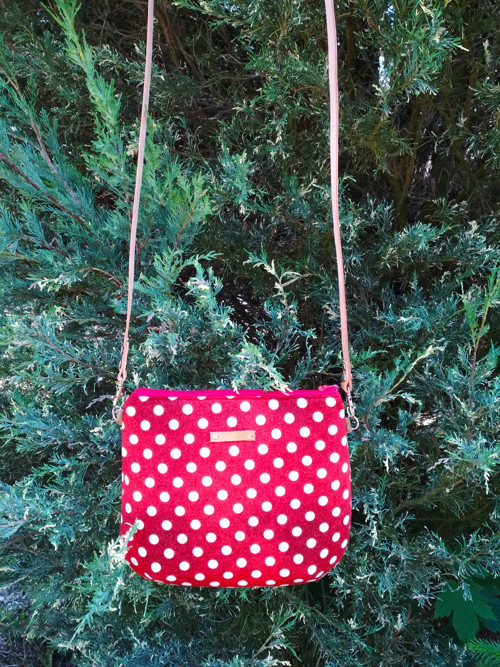 Kabelka " DOTS"- na zip,kožený popruh — foto 3