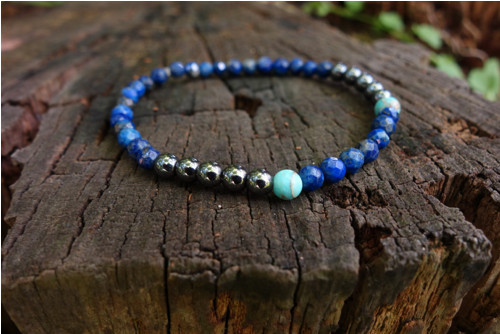 Minimalistický náramek Lapis lazuli/Jaspis/Hematit — foto 3