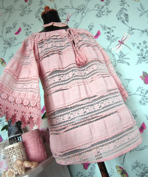 Boho halenka powder pink — foto 2