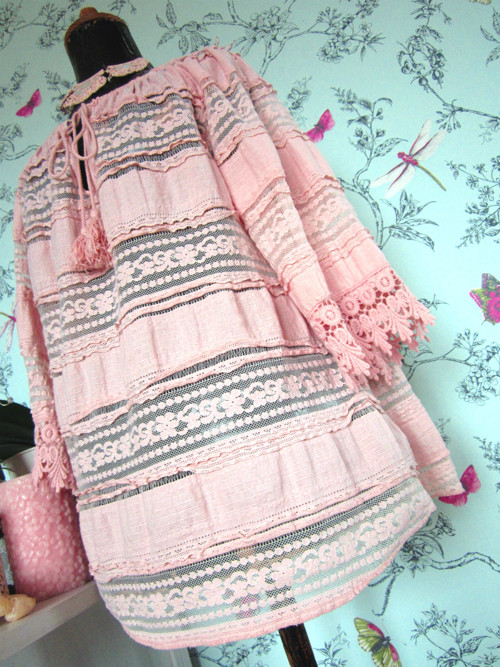 Boho halenka powder pink — foto 4
