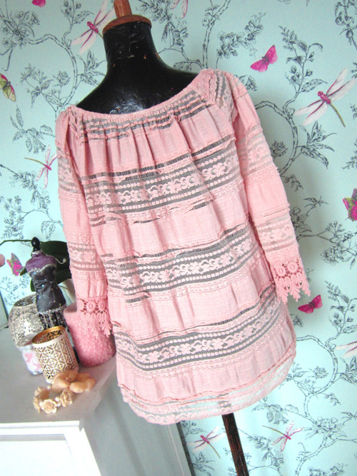 Boho halenka powder pink — foto 5