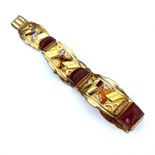 Náramek double, Art deco, karneol — foto 2