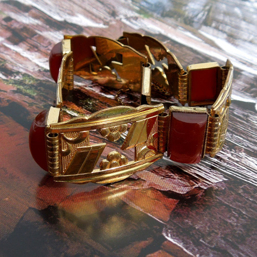 Náramek double, Art deco, karneol — foto 6