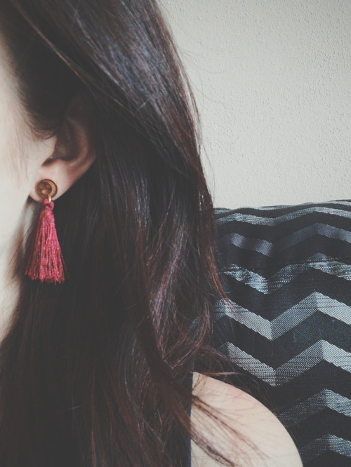 Moon red tassels - náušnice — foto 2