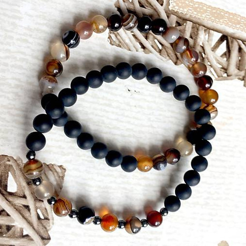 Elastický náramek onyx, achát — foto 5