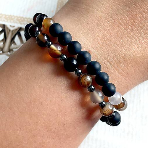 Elastický náramek onyx, achát — foto 6
