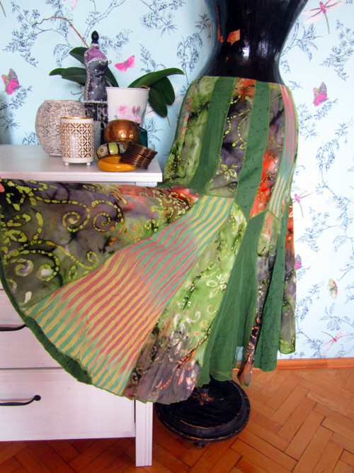 Sukně patchwork v zeleni — foto 4