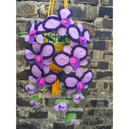 Háčkovaná převislá Orchidej - fialová — foto 5