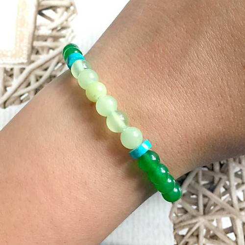 Elastický náramek zelený jadeit, amazonit, tyrkys — foto 4