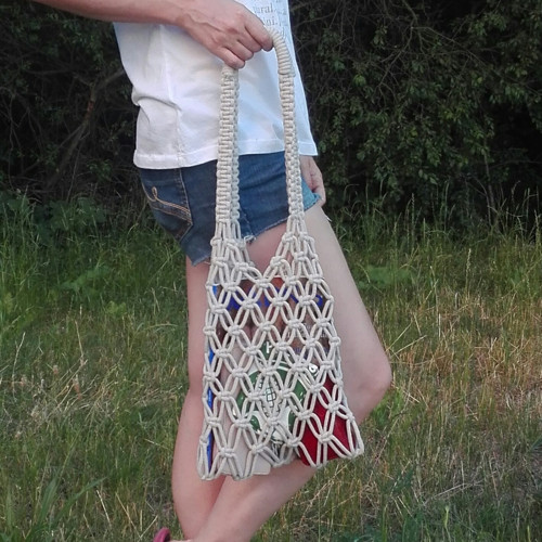 Macramé taška "ušatá" — foto 3