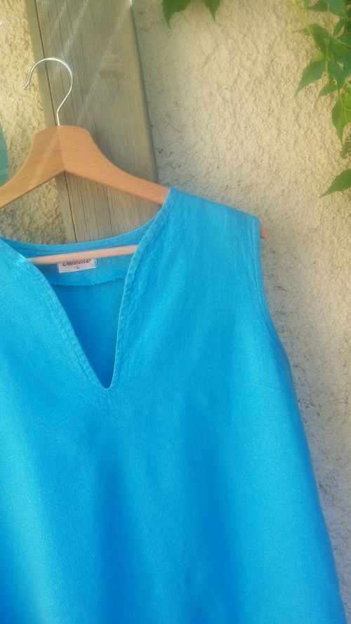 Lněný tyrkysový top, vel.XL — foto 2