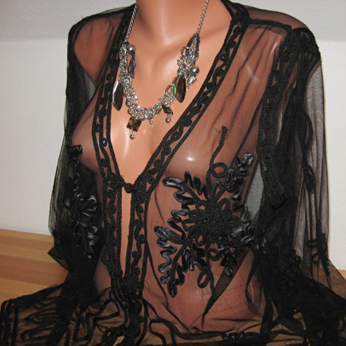 Černá společenská halenka 13933 — foto 2