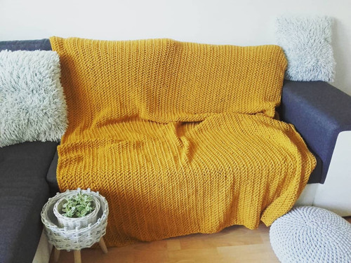 Háčkovaný PŘEHOZ mustard — foto 6