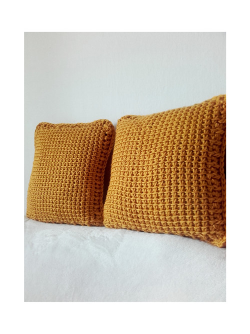 Háčkovaný vankúš MUSTARD iný vzor — foto 2