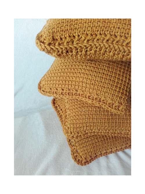Háčkovaný vankúš MUSTARD iný vzor — foto 5
