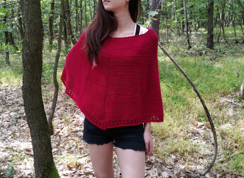 Vínově červené pončo — foto 2