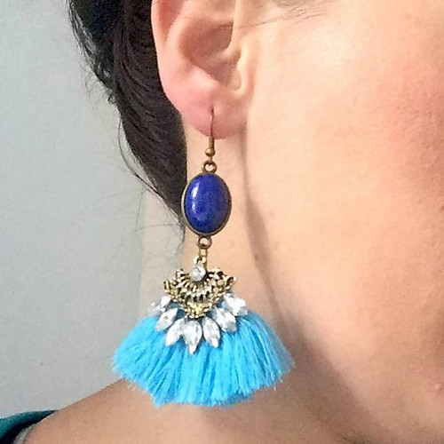 Náušnice lapis lazuli se střapcemi — foto 3