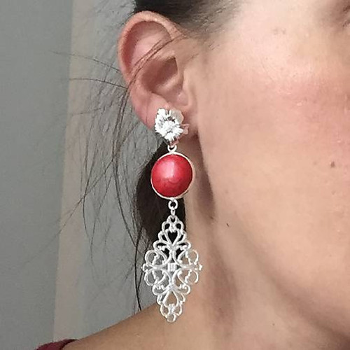 Náušnice červený howlit s filigrány — foto 6