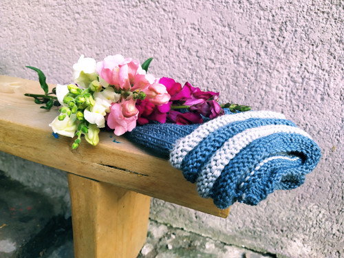 Dámská čapka MODRO - ŠEDÁ 50% merino — foto 4